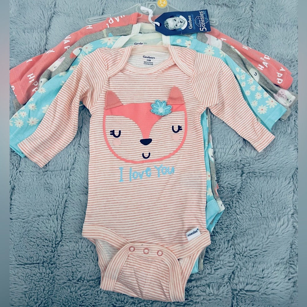 Gerber baby 4-piece bodysuits. Size 3-6 months